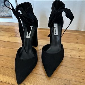 Steve Madden suede block heels, front ankle tie. Brand new never worn
